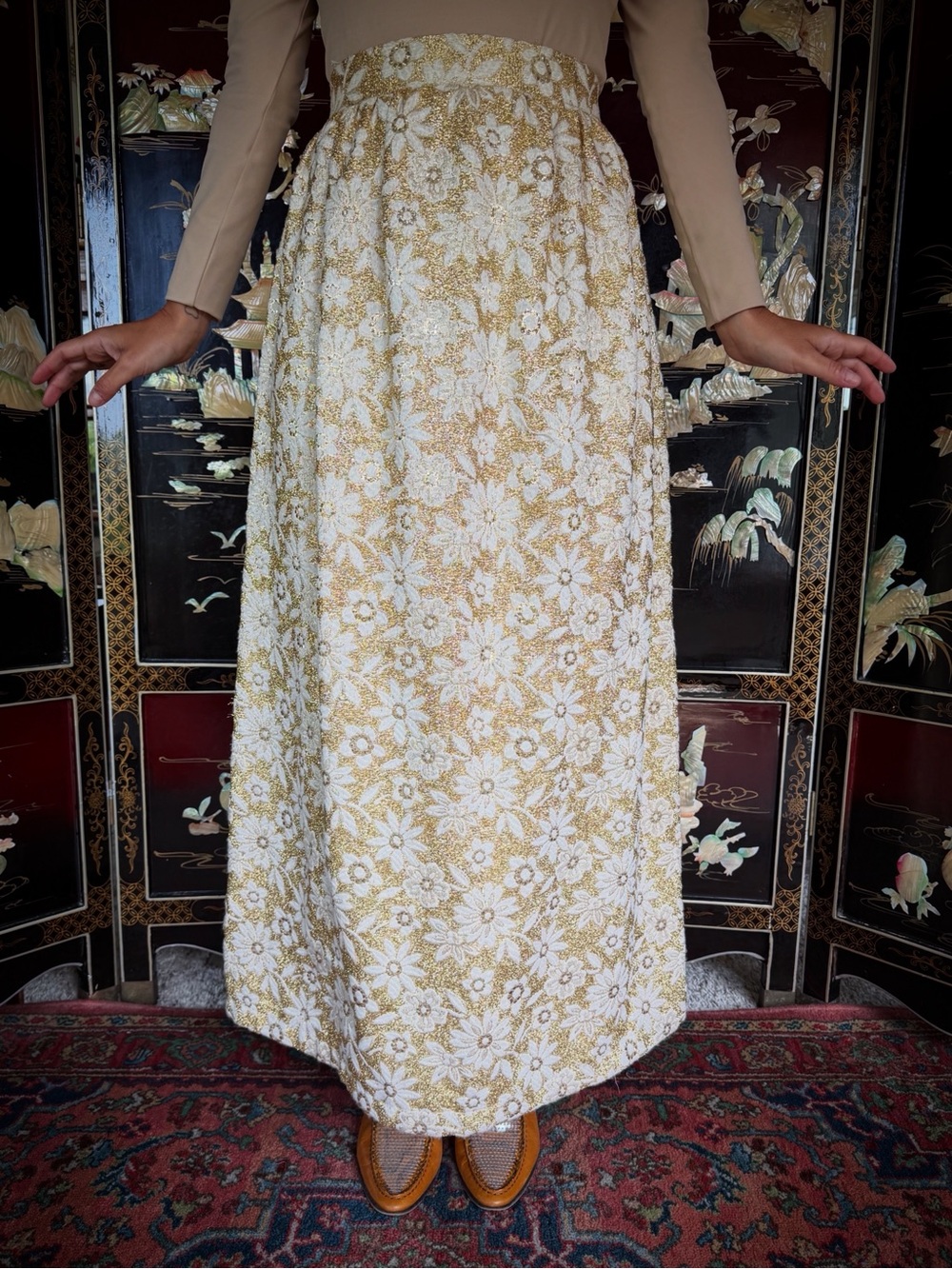 Vintage 1960s brocade maxi skirt